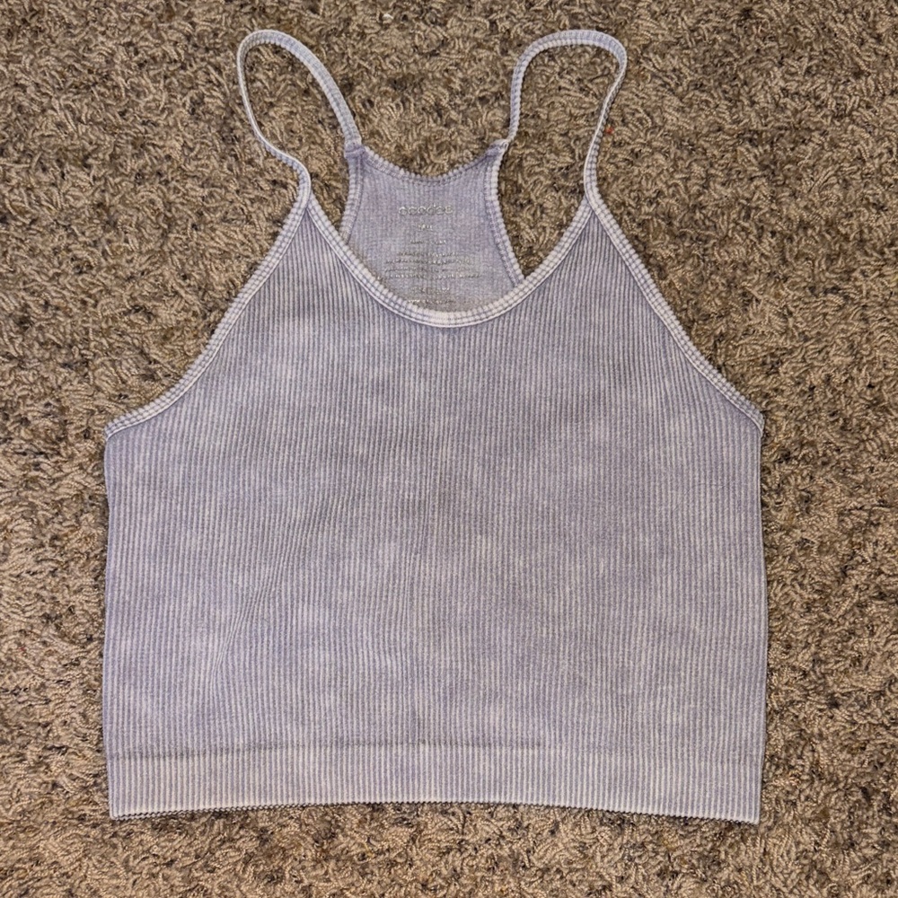 Ododos Gray Ribbed Women's Cropped Tank Top